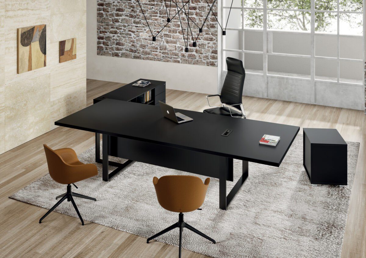 Modernes Büromöbelprogramm Archimede von Alea Office für zeitgemäße Arbeitsplatzgestaltung.