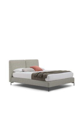 Modernes Bolzan Feel Bett mit gepolstertem Kopfteil in elegantem Grau für stilvolle Schlafzimmer.