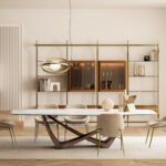 Moderner Esstisch Bach von Bontempi Casa mit eleganter Tischplatte und Designgestell.