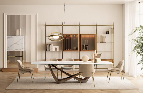 Moderner Esstisch Bach von Bontempi Casa mit eleganter Tischplatte und Designgestell.