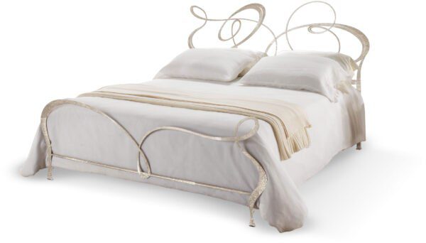 Elegantes italienisches Designbett Ghirigori 4 von Cantori mit kunstvollem Metallrahmen.