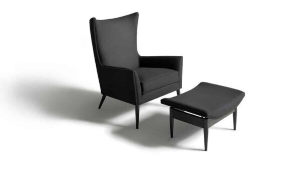 Eleganter De Padova Wingback Ohrensessel mit hoher Rückenlehne in zeitlosem Design.