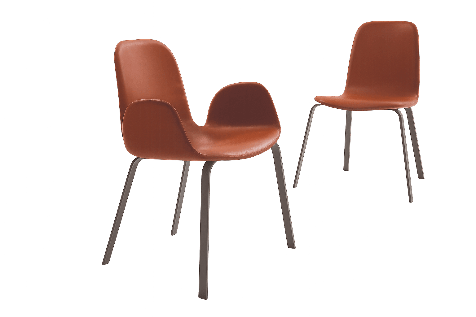 Eleganter moderner Stuhl mit hochwertigem Pechleder-Bezug in zeitlosem Design.