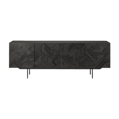 Ethnicraft Eiche Kommode mit vier Schubladen und elegantem Rautenmuster im skandinavischen Design.