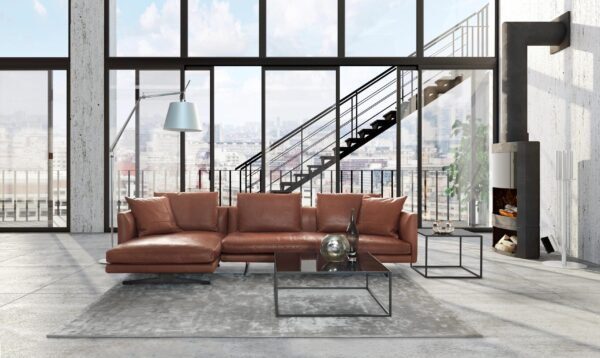 Elegantes hellgraues Sofa mit modernem Design für stilvolle Wohnzimmer.
