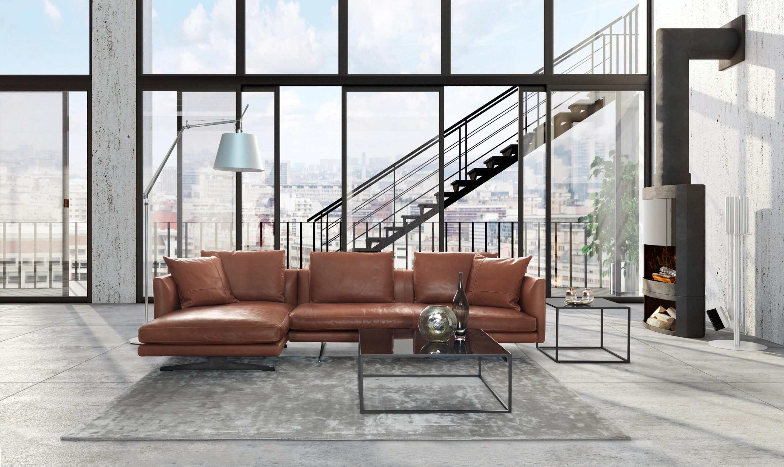 Elegantes hellgraues Sofa mit modernem Design für stilvolle Wohnzimmer.