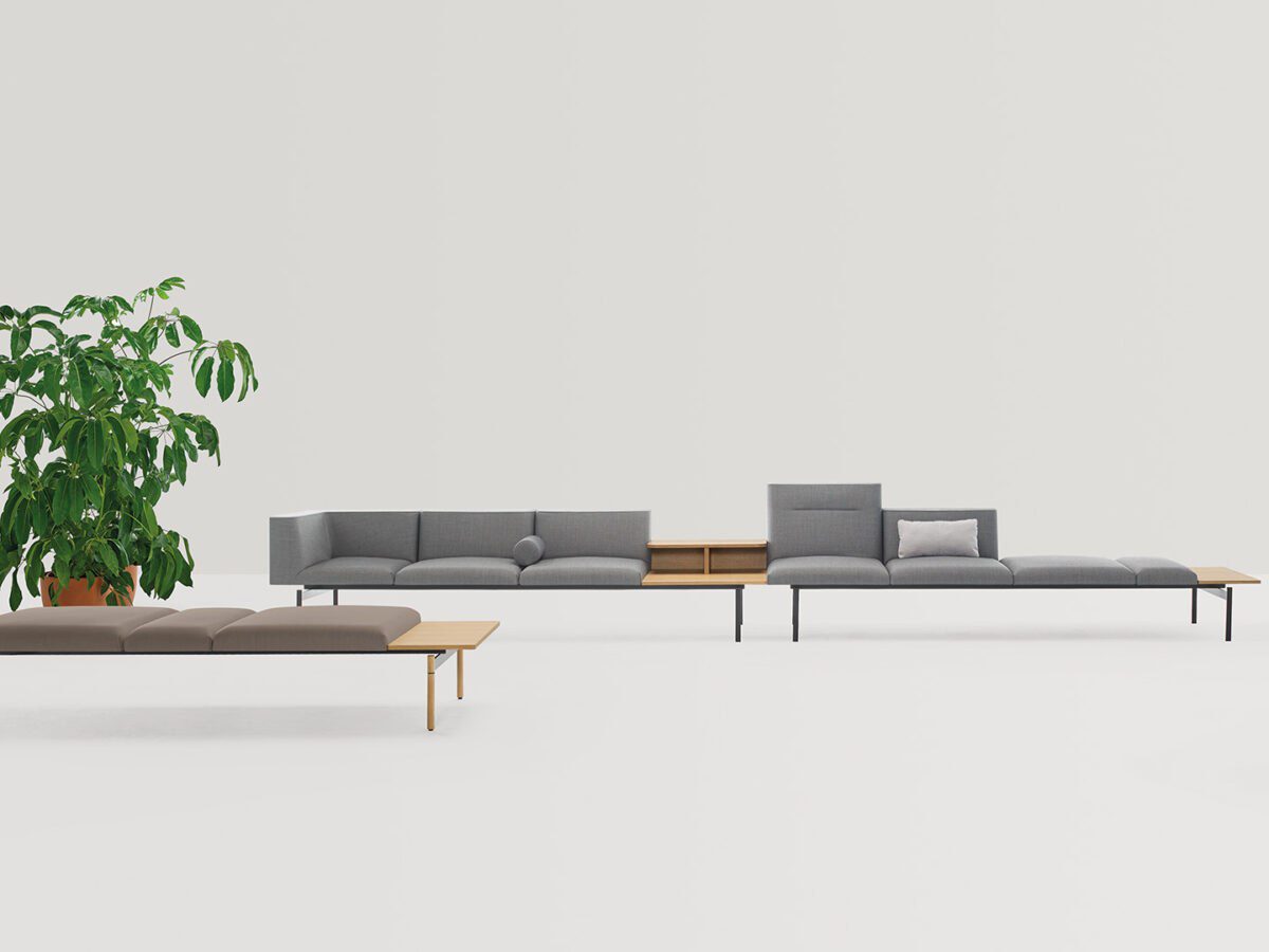 Moderne Lapse Sitzbank von Inclass für stilvolle Wartebereiche und Empfangszonen.