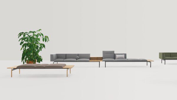 Moderne Lapse Sitzbank von Inclass für stilvolle Wartebereiche und Empfangszonen.