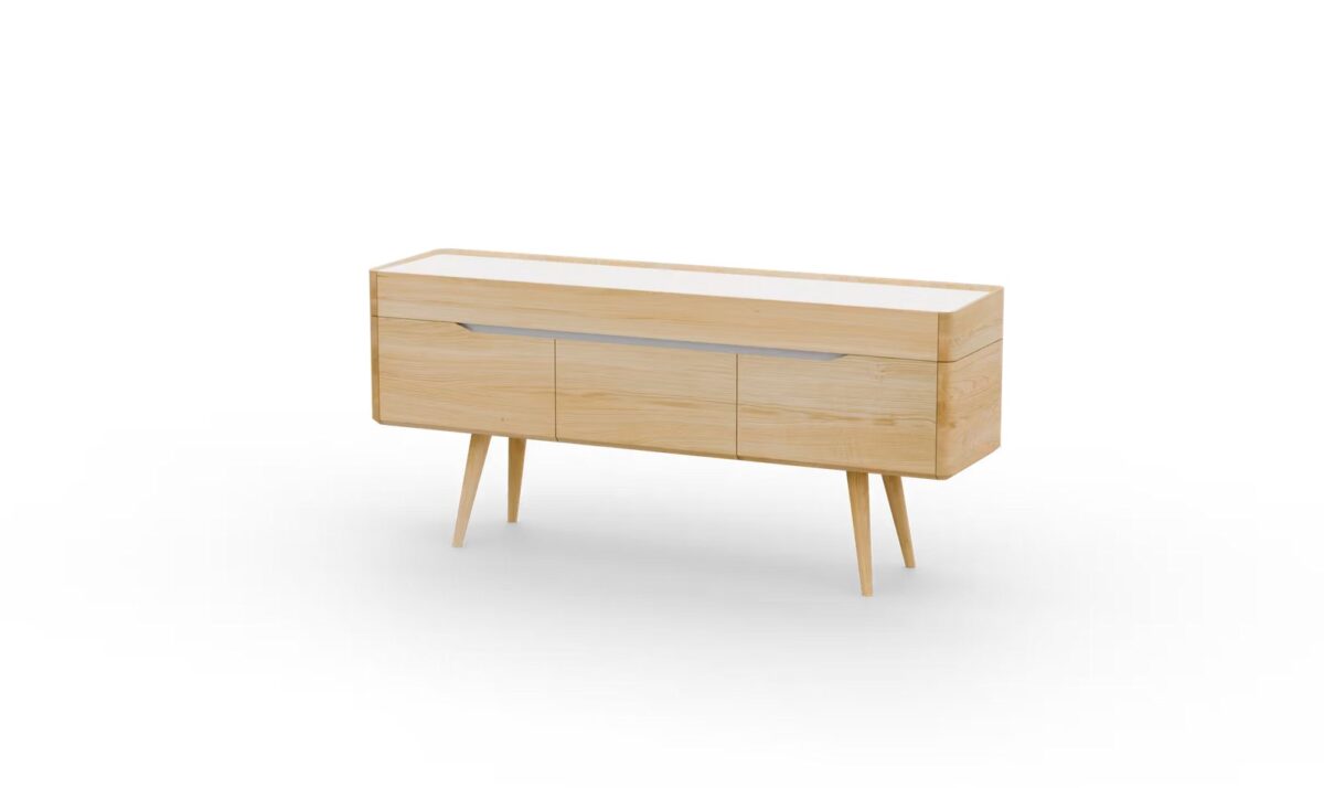 Moderne Kommode Terra 16 in Holzoptik mit vier Schubladen von Javorina.
