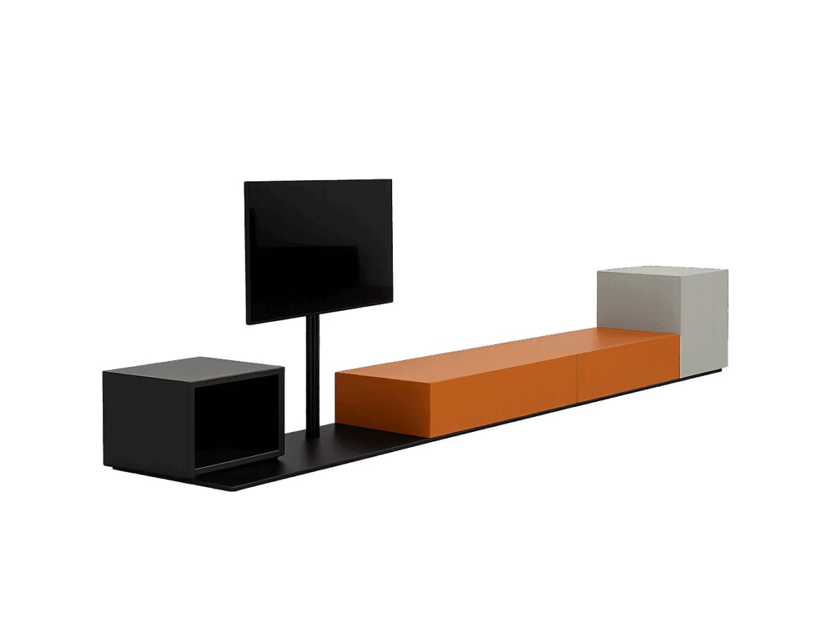Modernes Kristalia TVU TV-Sideboard für stilvolle Medienaufbewahrung im Wohnzimmer.