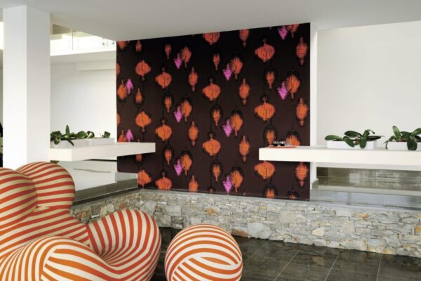 Luxuriöse Elitis Foulards 4 Designer-Tapete mit elegantem Muster für stilvolle Wandgestaltung.