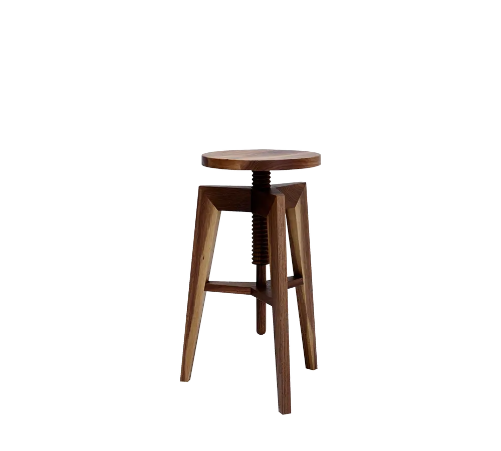 Moderner mintfarbener Drehbarhocker Screw mit verstellbarer Sitzhöhe.
