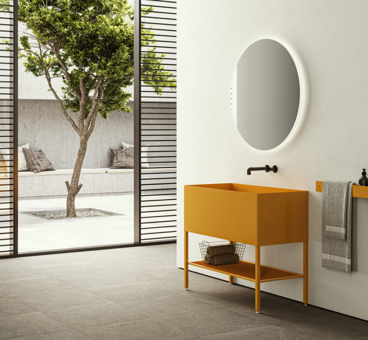 Moab80 Waschtisch 100 cm Durchmesser, Modell 4 - Elegantes rundes Waschbecken in modernem Design