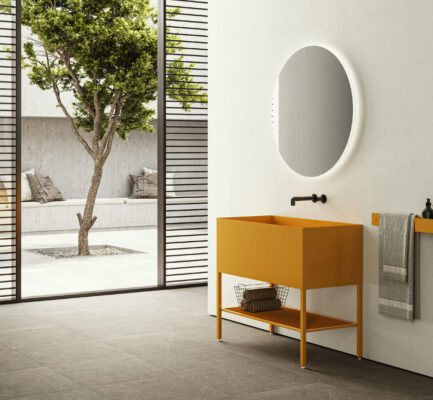 Moab80 Waschtisch 100 cm Durchmesser, Modell 4 - Elegantes rundes Waschbecken in modernem Design