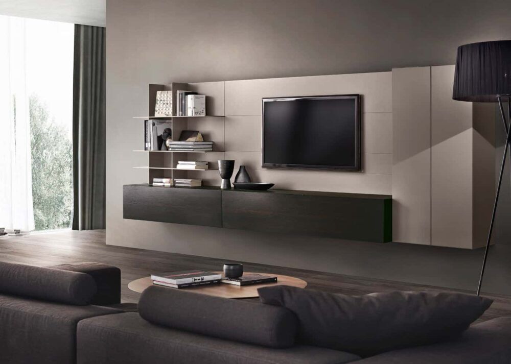 Moderne Wohnwand Cube 5 von Olivieri in elegantem Design für stilvolle Wohnräume.