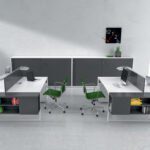 Ergonomisches Büromöbel-Set Alea Office Ibis 14 mit modernen Arbeitsplätzen für produktives Arbeiten.