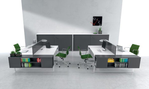 Ergonomisches Büromöbel-Set Alea Office Ibis 14 mit modernen Arbeitsplätzen für produktives Arbeiten.