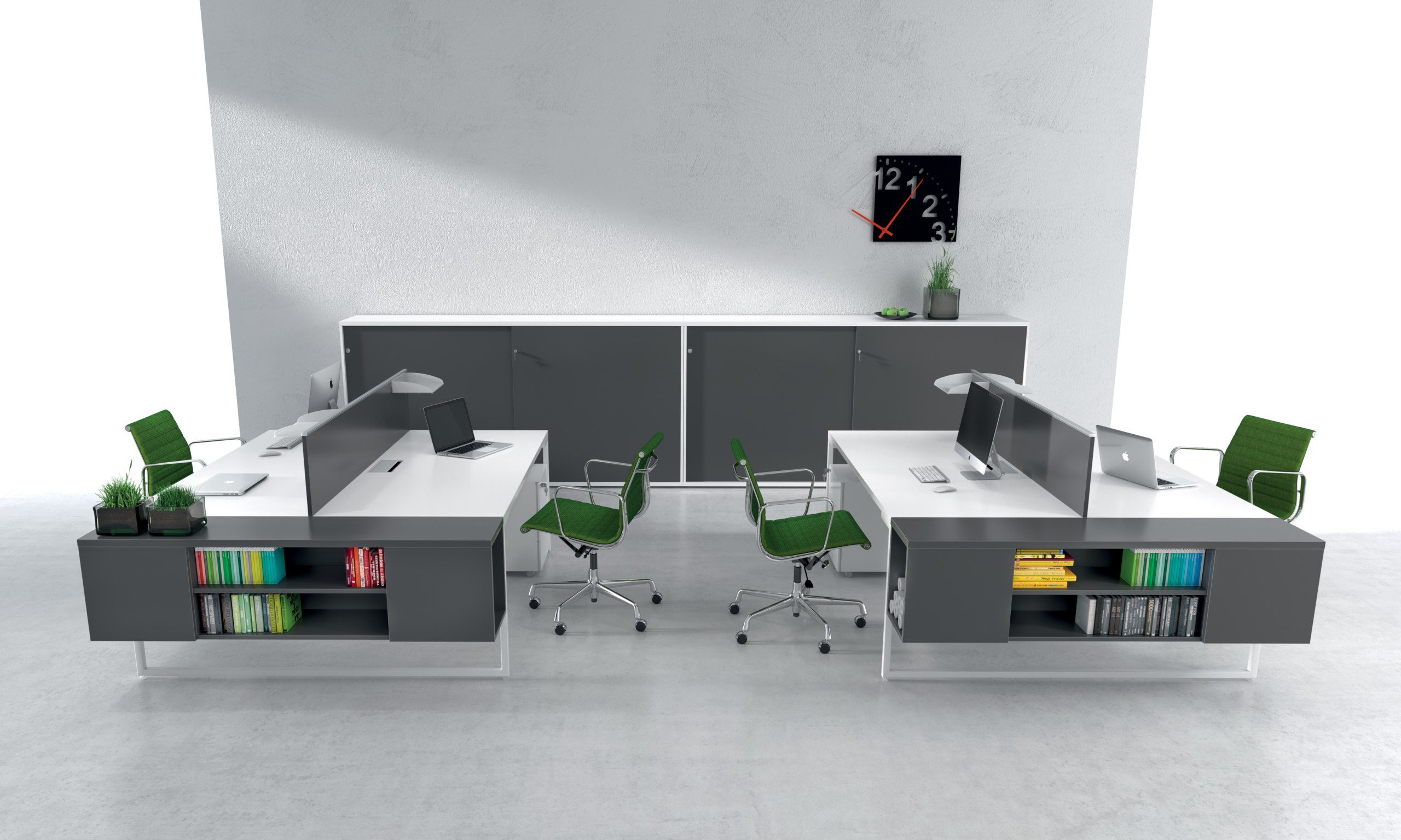 Ergonomisches Büromöbel-Set Alea Office Ibis 14 mit modernen Arbeitsplätzen für produktives Arbeiten.