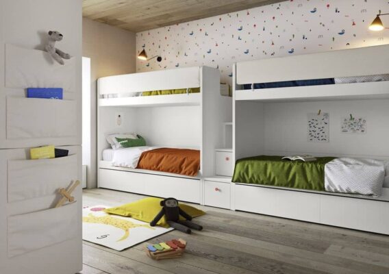 Modernes Nidi Kinderzimmer mit kreativen Möbeln und Gestaltungsideen für Kinder von 5 bis 11 Jahren.