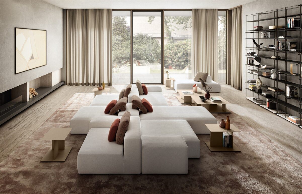 Modernes Vibieffe Cube 7 Designer-Sofa in minimalistischem Design für stilvolle Wohnräume.