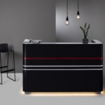 Moderne Müller Theke mit ergonomischem Arbeitsplatz und elegantem Design für professionelle Büroumgebungen.