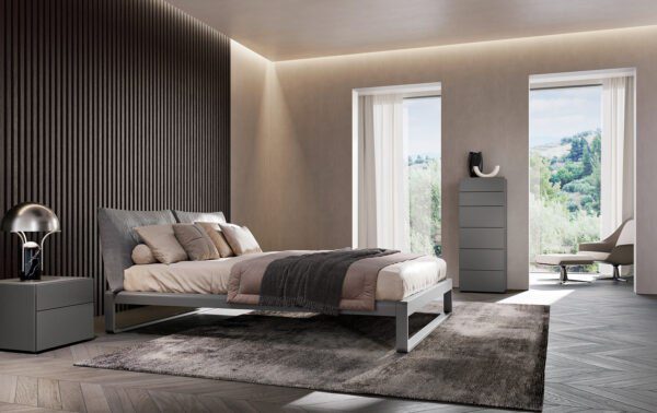 Modernes Olivieri Martin Bett mit elegantem Kopfteil für stilvolle Schlafzimmer.
