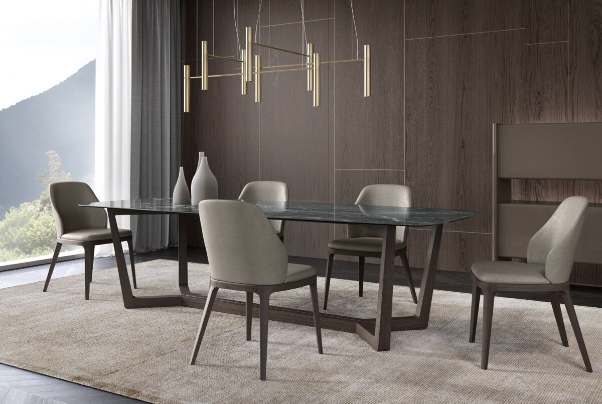 Moderner Hektor Esstisch von Olivieri mit elegantem Design und hochwertiger Verarbeitung.