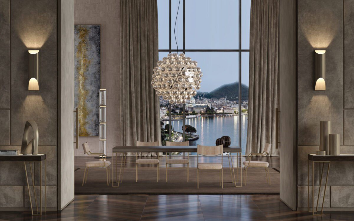 Moderner Esstisch Kyoto 8 aus Holz mit eleganten Metallbeinen von Orsenigo.