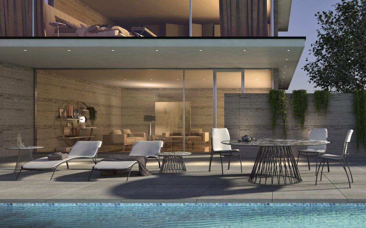 Elegante Intrigo Tischserie von Orsenigo mit modernem Design für stilvolle Einrichtung.