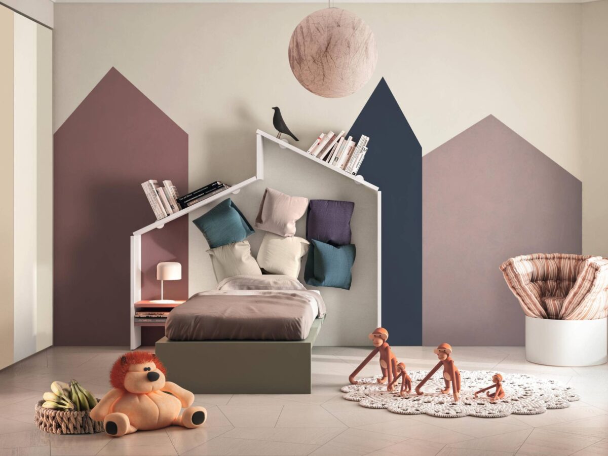 Modernes Lago Hochbett mit integriertem Schreibtisch und praktischem Stauraum für Kinderzimmer.