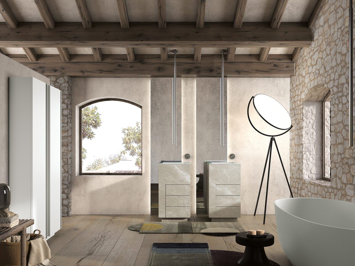 Moderner Cube Waschtisch von Pozzebon in minimalistischem Design für stilvolle Badezimmer.