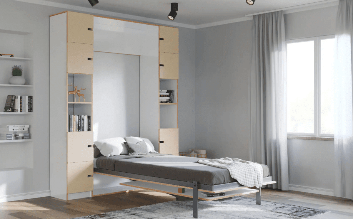 Platzsparendes Schrankbett Pix mit modernem Design für kleine Wohnräume.
