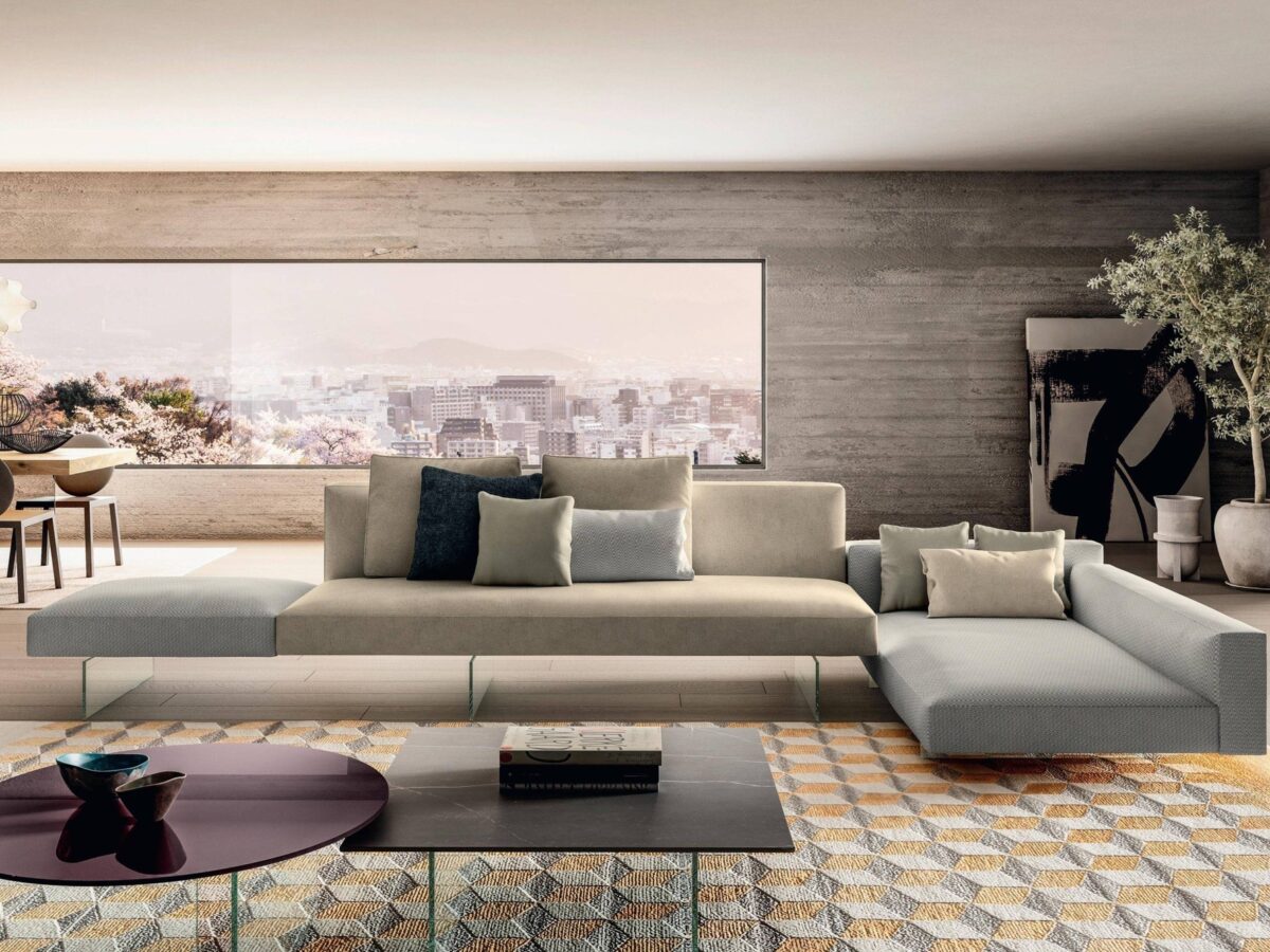 Elegantes schwebendes Lago Air Sofa in modernem Design für stilvolle Wohnzimmer.