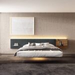 Modernes schwebendes Lago Fluttura Designer-Bett in minimalistischem Stil für elegante Schlafzimmer.