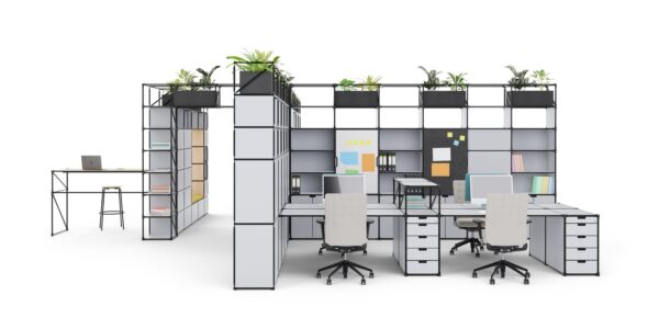 Flexible modulare Raumsysteme von System 180 für individuelle Raumgestaltung und Büroeinrichtung.