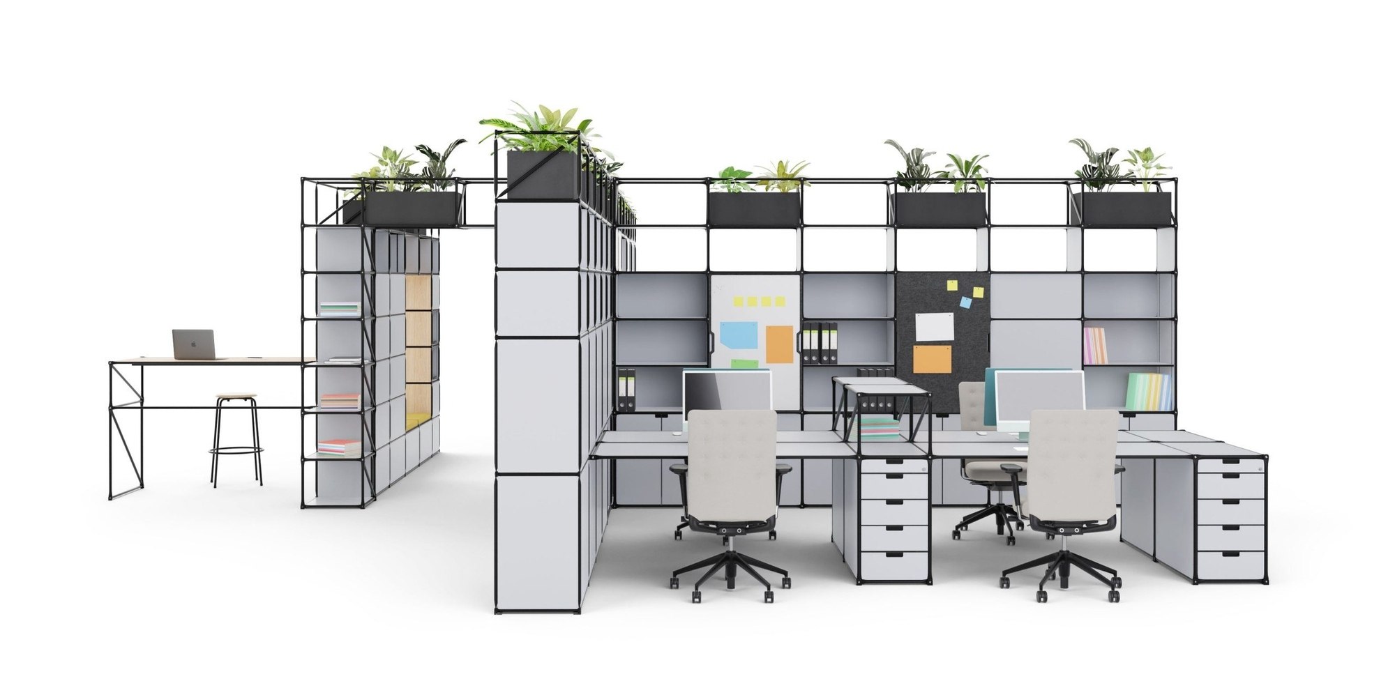 Flexible modulare Raumsysteme von System 180 für individuelle Raumgestaltung und Büroeinrichtung.
