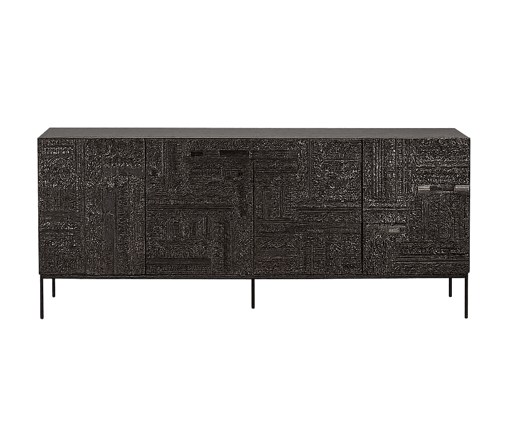 Tabwa Kommode mit 3 Schubladen, geometrisches Muster, Massivholz von Ethnicraft.