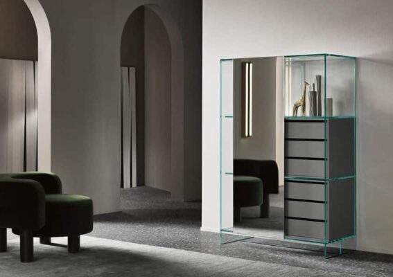 Moderner Shoji Madia Glasschrank von Tonelli Design mit eleganter Vitrinenfunktion