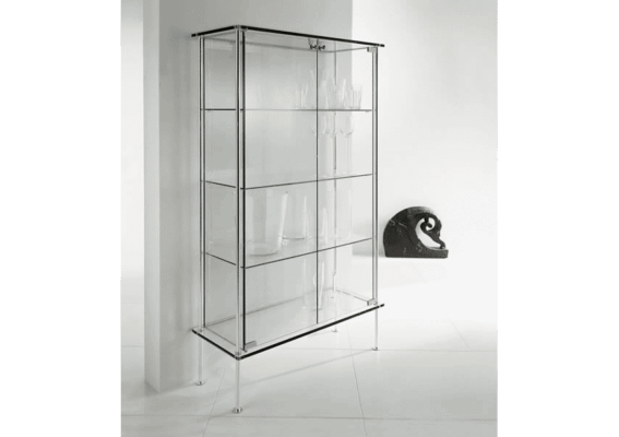 Moderne Glasvitrine Shine von Tonelli Design mit elegantem, transparentem Rahmen.