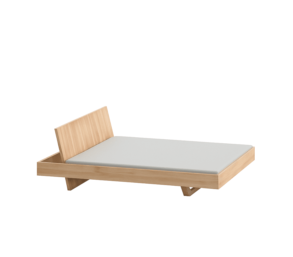 Modernes Somnia Designerbett aus Holz von Vitamin Design mit minimalistischem Rahmen.