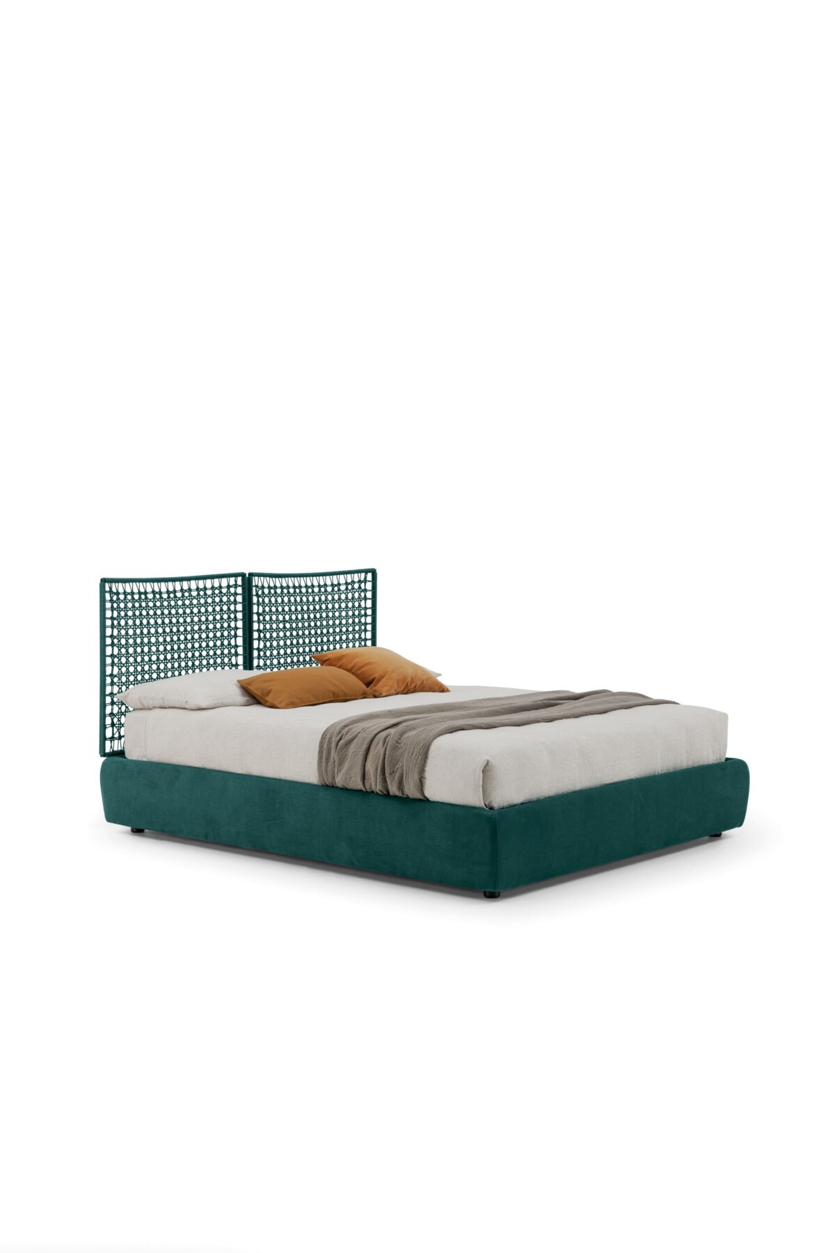 Modernes Bolzan Sailor Designerbett mit gepolstertem Kopfteil in elegantem Grau.