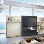 Clei Poppi Theatre: Platzsparendes Schrankbett mit integriertem Sofa und Bücherregal für moderne Wohnräume.