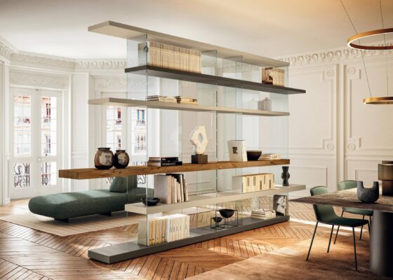 Elegante Lago Regale mit modernem Design für zeitgemäße Wohnräume und innovative Aufbewahrungslösungen.