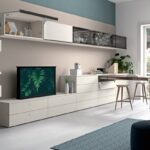 Elegante Novamobili Wohnwand mit ausklappbarem Tisch für modernes Wohnen