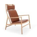 Eleganter Dedo Loungesessel mit weißer Eiche und cognacfarbenem Leder von Gazzda