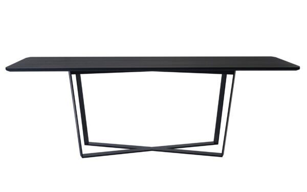 Eleganter Esstisch Pero aus Eiche mit schwarzem Metallgestell für modernes Esszimmer.