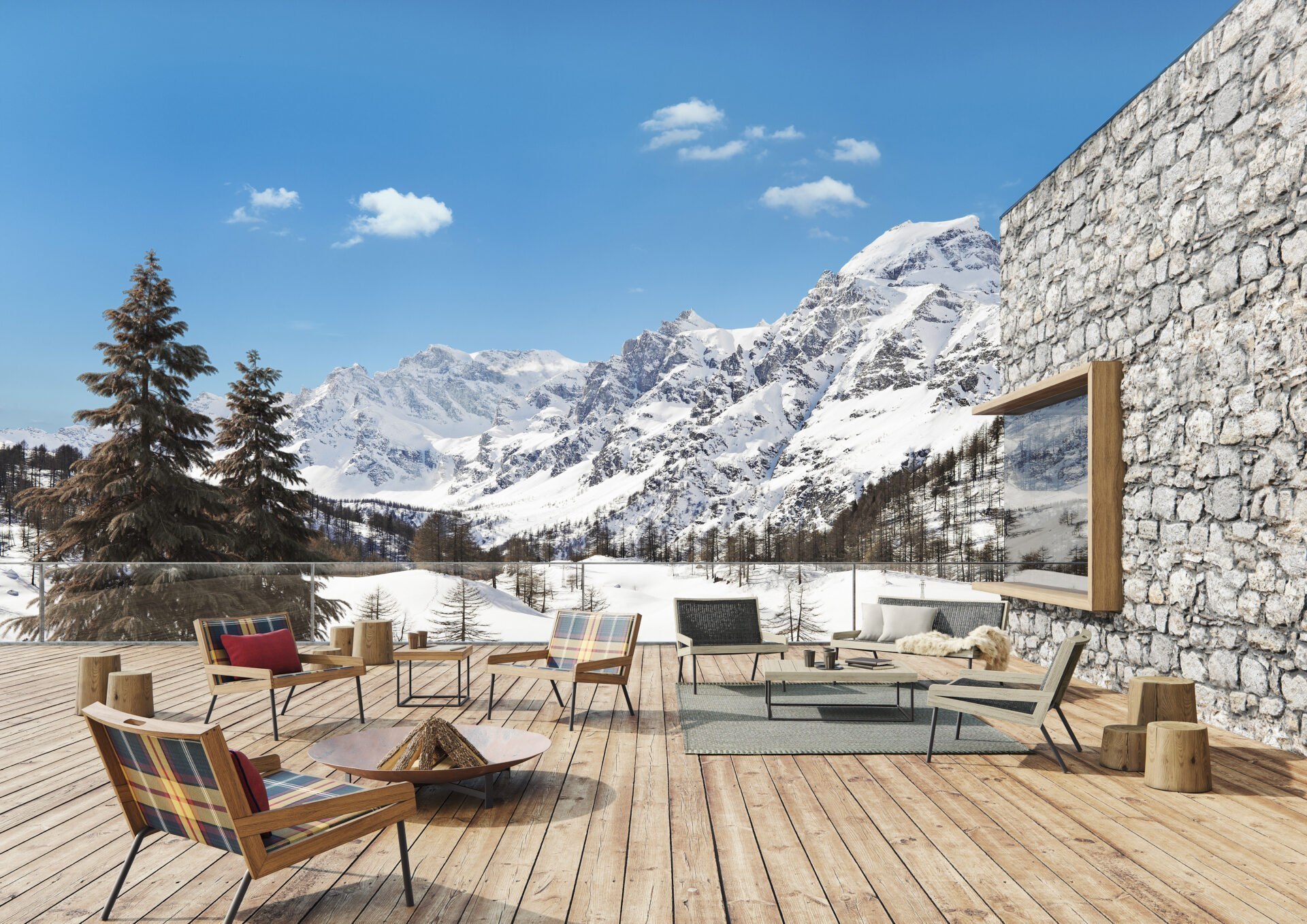 Eleganter Ethimo Mountain 9 Outdoor-Sessel aus wetterfestem Material für Terrasse und Garten.