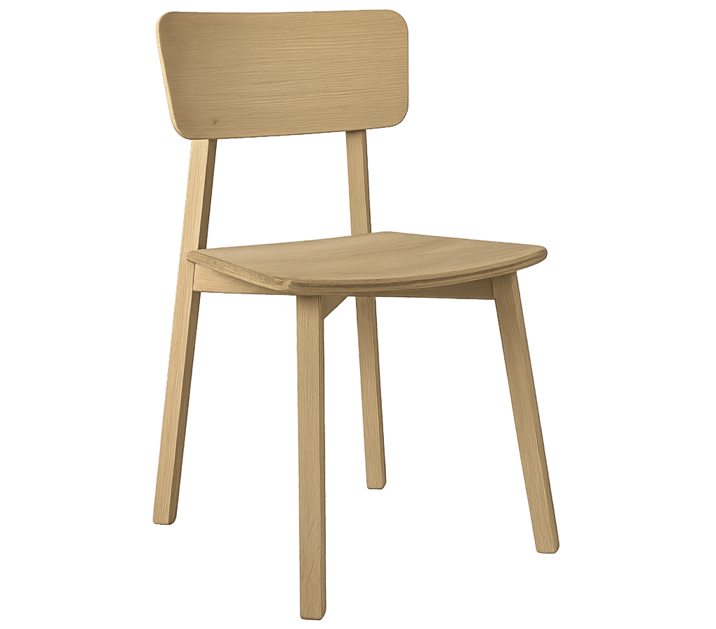 Eleganter Ethnicraft Casale Esszimmerstuhl aus Massivholz mit schlichtem, zeitlosem Design.