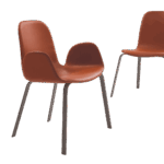 Eleganter moderner Stuhl mit hochwertigem Pechleder-Bezug in zeitlosem Design.