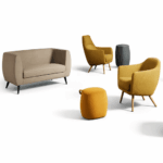 Elegantes 2-Sitzer Sofa mit Muscheldesign in modernem Look für stilvolles Wohnen.